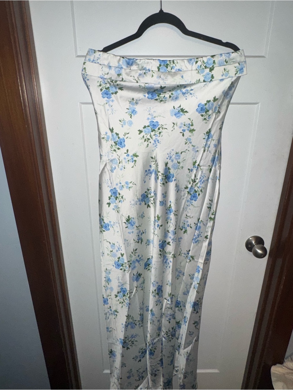 Altar'd State Strapless White Floral Slip Dress with Blue Roses - Picture 4 of 4